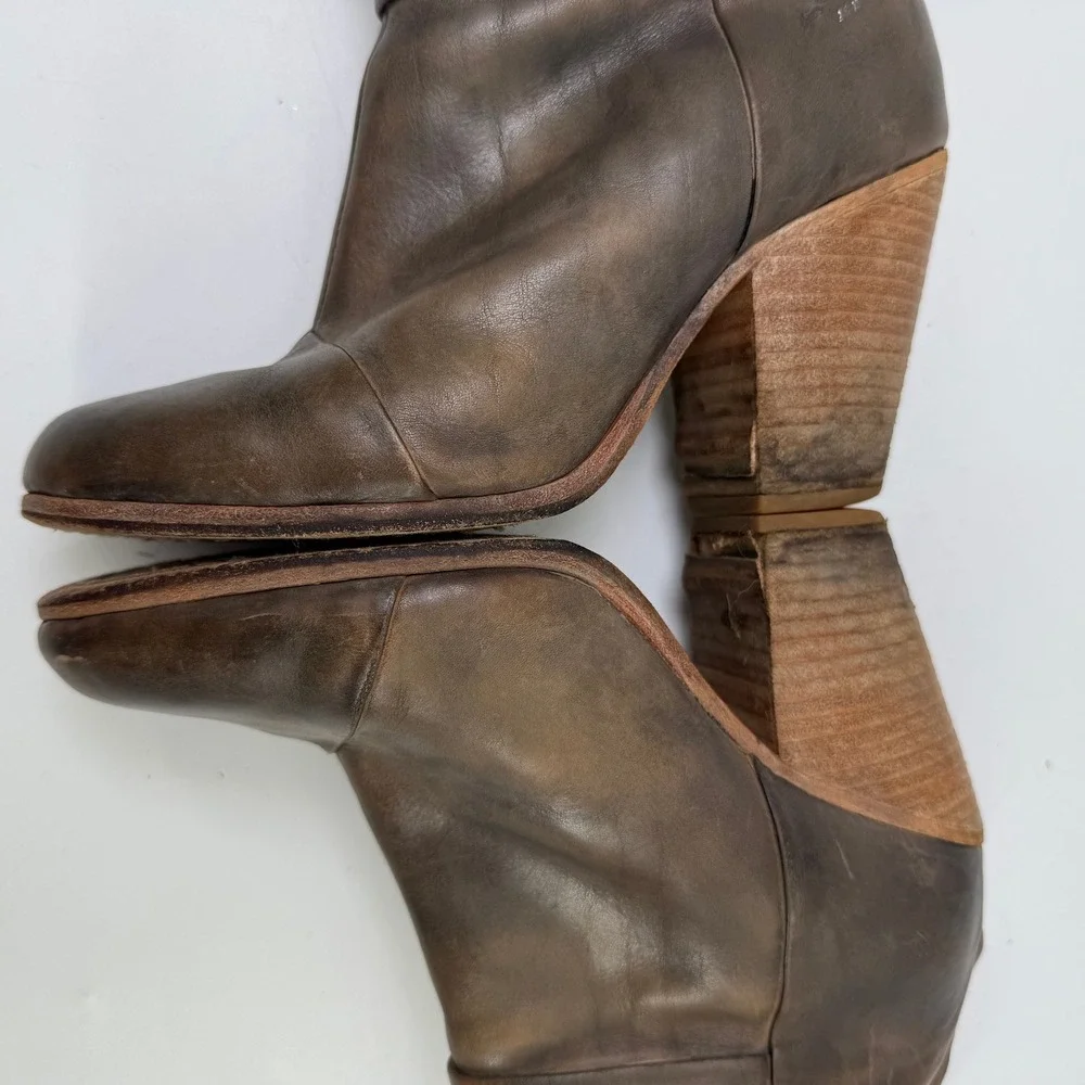 Rag &‎ Bone Newbury Ankle Boots Women 5 Leather Block Heel Distressed Chic Indie